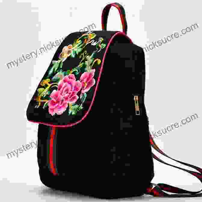 A Black Backpack With A Large Embroidered Floral Design On The Front Customize Your Clothes: 20 Hand Embroidery Projects To Update Your Wardrobe
