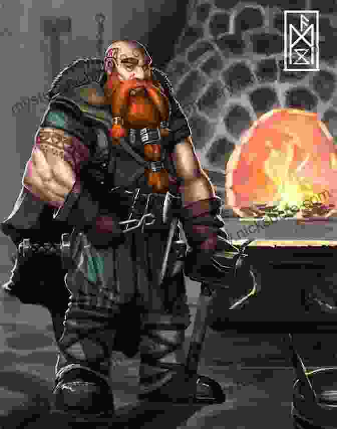 Skilled Dwarven Blacksmith Forging A Magnificent Sword Things Heroes Say: A Fantasy Artbook Phrasebook